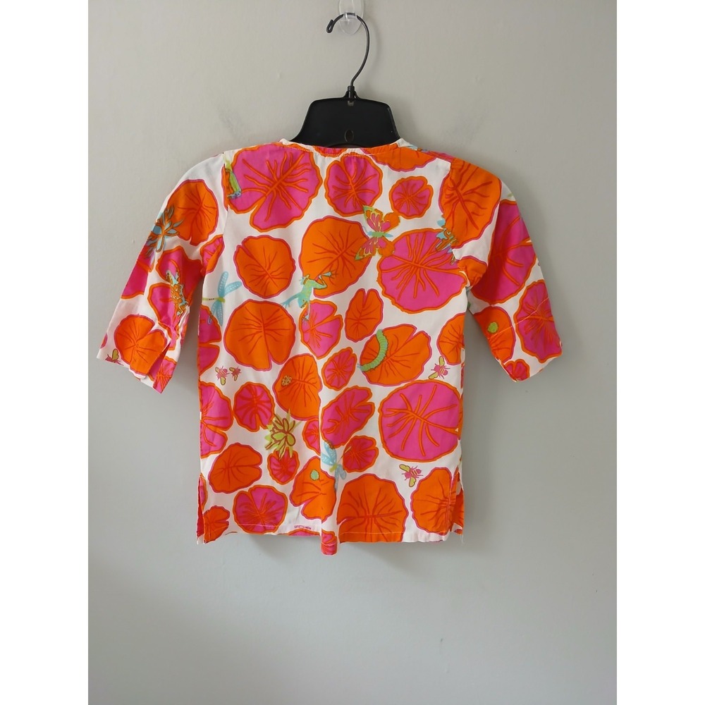 Gretchen Scott Girls Size 4/6 Blouse 3/4 Sleeve Floral Nature Animal 100% Cotton - Picture 9 of 12